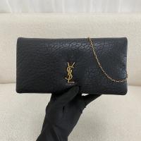 Saint Laurent Cassandre Phone Holder With Strap In Shiny Crocodile-embossed