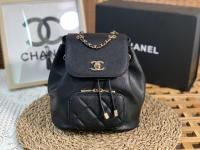 Chanel SMALL Graine Quilted Business Affinity Backpack Black