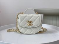 2021 CC Quilted Lambskin Round Moon Messenger Flap crossbody bag