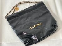 Chanel 22 Hobo Small Black Glazed Calfskin
