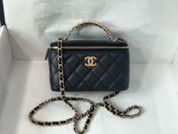 Chanel Black Caviar Vanity Cross Body Bag Gold Hardware