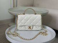 Chanel Medium Classic Double Flap Bag Light Lambskin Light White