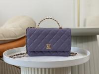 Chanel 2024 Mini Flap Bag w/ Top Handle Purple