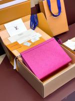 Louis Vuitton Pochette Voyage Monogram embossed cowhide leather MM M61692 Fuchsia