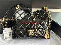 CHANEL 2023 HANDBAG Shiny Calfskin AS3609 Black & gold Tone Metal