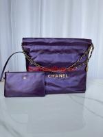 CHANEL 22 HANDBAG AS3260 deep purple
