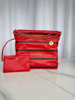 CHANEL 22 HANDBAG Calfskin & Gold Tone Metal AS3261 Red&Black