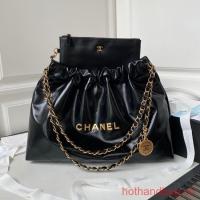 CHANEL 22 HANDBAG Calfskin & Gold Tone Metal AS3261 black