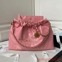 CHANEL 22 HANDBAG Calfskin & Gold Tone Metal AS3261 pink