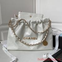 CHANEL 22 HANDBAG Calfskin & Gold Tone Metal AS3261 white