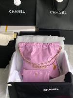 CHANEL 22 HANDBAG Shiny Calfskin & Gold Tone Metal AS3261 AS3260 Purple