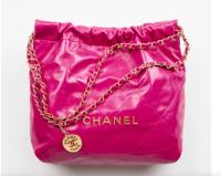 CHANEL 22 HANDBAG Shiny Calfskin & Gold Tone Metal AS3261 Dark Pink