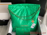 CHANEL 22 HANDBAG Shiny Calfskin & Gold Tone Metal AS3262 green