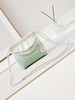 CHANEL 22 MINI HANDBAG AS3980 White & Light green
