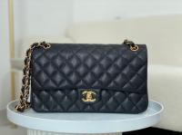 CHANEL CLASSIC 1112 HANDBAG AS01112 BLACK&GOLD Metal