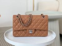 CHANEL CLASSIC 1112 HANDBAG AS01112 BROWN&Silver Metal