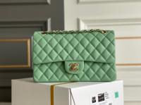 CHANEL CLASSIC 1112 HANDBAG AS01112 GREEN&GOLD Metal