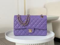 CHANEL CLASSIC 1112 HANDBAG AS01112 Purple&GOLD Metal