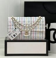 CHANEL CLASSIC 1112 HANDBAG Tweed & Gold Tone Metal A01112 Multicolor