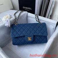 CHANEL CLASSIC HANDBAG Printed Denim & Gold Tone Metal 1112 BLUE