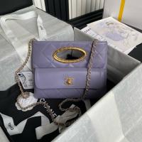 CHANEL CLUTCH Lambskin & Gold Tone Metal AS5038 Purple