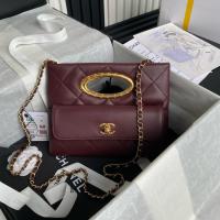 CHANEL CLUTCH Lambskin & Gold Tone Metal AS5038 Wine