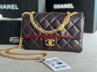 CHANEL FLAP BAG Lambskin & Gold Tone Metal AS3393 black