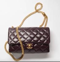CHANEL FLAP BAG Lambskin & Gold Tone Metal AS3609 Dark Brown