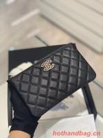 CHANEL SMALL POUCH Grained Calfskin & Gold Tone Metal AP2968 BLACK