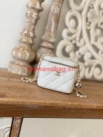 CHANEL SMALL VANITY WITH CHAIN Lambskin & Gold Tone Metal 81241 White