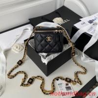 CHANEL SMALL VANITY WITH CHAIN Lambskin & Gold Tone Metal AP2931 black