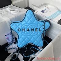CHANEL STAR HANDBAG AS4579 & Guns Tone Metal blue