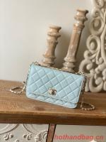 CHANEL WALLET ON CHAIN Lambskin & Gold Tone Metal 88632 light blue