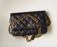 CHANEL WALLET ON CHAIN Lambskin & Gold Tone Metal AP2923 black