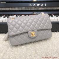 Chanel 255 Series Flap Bag Original Lambskin Leather 5024CF A01112 Grey Gold Tone