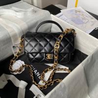 Chanel 24A small flap bag with top handle AS4992 black