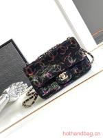Chanel CLASSIC HANDBAG A01116 black&Rainbow