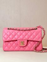 Chanel CLASSIC HANDBAG Lambskin & Gold Tone Metal A01113 Fuchsia