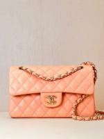 Chanel CLASSIC HANDBAG Lambskin & Gold Tone Metal A01113 orange