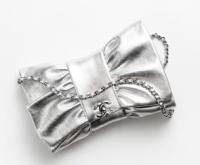 Chanel CLUTCH Metallic Lambskin & Silver Tone Metal AS5129 Silver