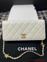 Chanel CLUTCH WITH CHAIN Gold Tone Metal AP3499 white