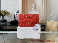 Chanel Classic Flap Bag Original Sheepskin Leather A1116 Bright red&Gold Tone Metal