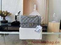 Chanel Classic Flap Bag Original Sheepskin Leather A1116 gray blue&Gold Tone Metal