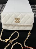 Chanel FLAP PHONE HOLDER WITH CHAIN AP3696 white