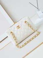 Chanel HANDBAG Lambskin & Gold Tone Metal AS5152 white