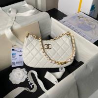 Chanel HOBO HANDBAG Lambskin & Gold Tone Metal AS3786 white