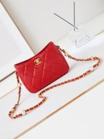 Chanel HOBO HANDBAG Lambskin & Gold Tone Metal AS4948 red