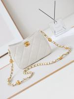Chanel HOBO HANDBAG Lambskin & Gold Tone Metal AS4948 white