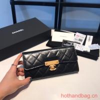 Chanel LONG FLAP WALLET Aged Calfskin & Gold Tone Metal 81815 black