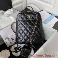 Chanel Lambskin & Gold Tone Metal Backpack AS3332 black